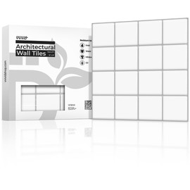 VViViD 11 Sheets Peel and Stick White Gloss Faux Ceramic Square Wall Tiles, Self Adhesive Backsplash 12”x12” Kitchen, Bathroom (11 sq. ft.)