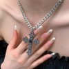 Wendalern Gothic Black Cross Necklace Diamond Crystal Cross Pendant Necklace