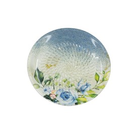 Kaladia Ceramic Grating Plate/Ceramic Slicer - Ideal for Ginger, Parmesan etc. - Blue with Blue Flower - Diameter: 12 cm - Handmade & Hand Painted - Made in Spain