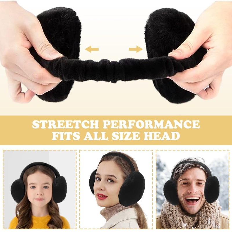 yotutun Ear Warmers, Foldable Adjustable Plush Earmuffs Protection Against Wind