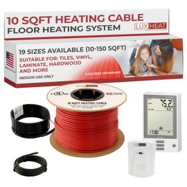 LuxHeat 10sqft Floor Heating Cable Kit - 120v Radiant Floor Heating System - Heated Flooring System Includes UDG Programmable Thermostat w/GFCI, Heater Cable, Alarm & Flooring Sensor