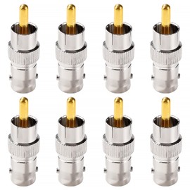 KUOQIY BNC Female to RCA Male Adapter, Metal BNC to RCA Phono Connector for CCTV Camera, Gold-Plated, Pack of 8