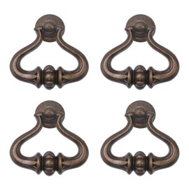 Oedema 4 Pcs Vintage Drop Ring Knobs Pulls Handles Bronze Dresser Drawer Single Hole Swing Pull Cabinet Dresser Handles