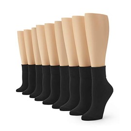 No nonsense Womens Cotton Basic Cuff Sock, Black-9 Pair Pack, 4-10