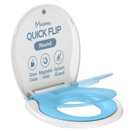 YASFEL Built in Potty Training Toilet Seat for Toddlers, Kids & Adults Biscuit Plastic Toilet Seats Round Slow Close with Magnets(Blue, 16.5”)