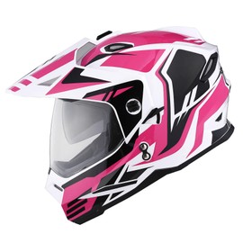 1Storm Youth Kids Dual Sport Dual Visor Motorcycle Motocross Off Road Full Face Helmet: HF802Youth Storm Pink