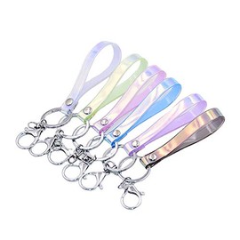 UUYYEO 6 Pcs Holographic Wristlet Strap Bracelet Hand Wrist Lanyard Key Chain Holder Badge Lanyards for Keys Wallet