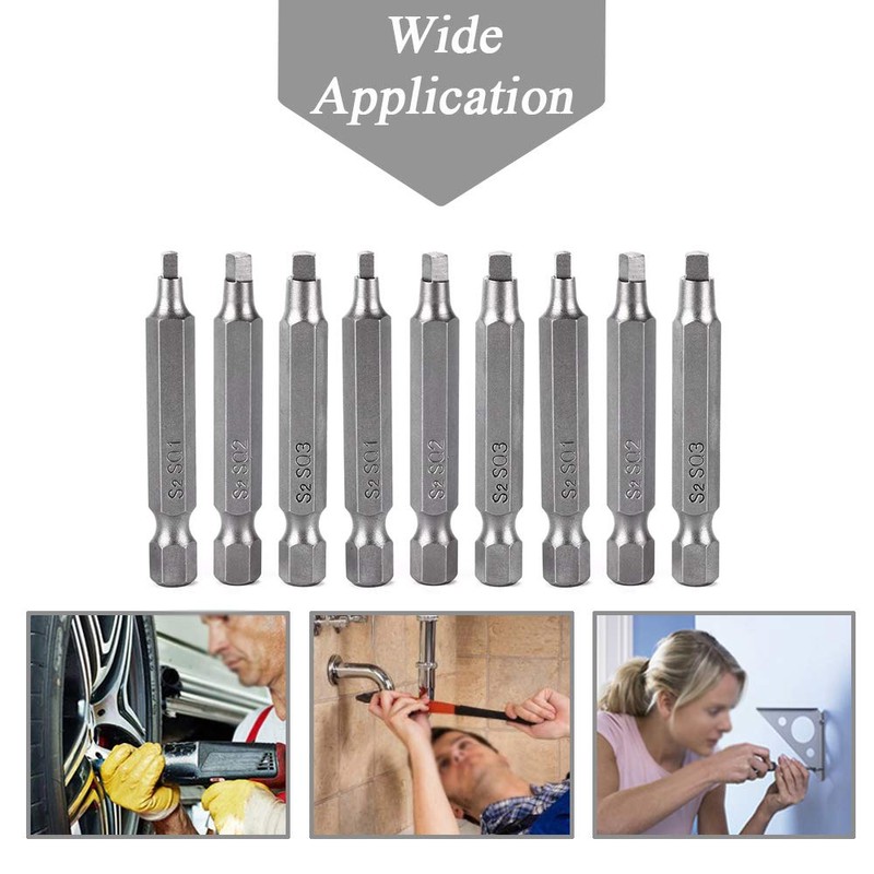 Mesee 50mm Square Head Screwdriver Bit Set with 1/4 Inch