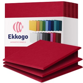 Ekkogo Acoustic Panels 12-Pack Soundproof Wall Panels 12"X12"X0.4" Sound Panels High Density Sound Dampening Panels - [Candy Red Square]