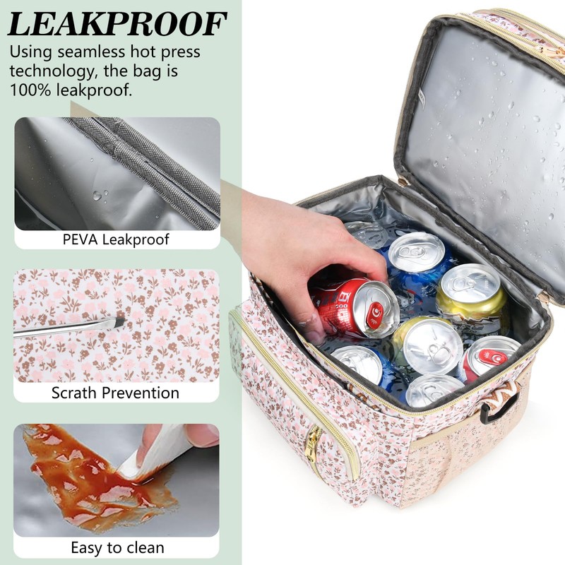 LOKASS Lunch Box for Women-16L-Insulated Lunch Bag Women, Expandable Double-layer