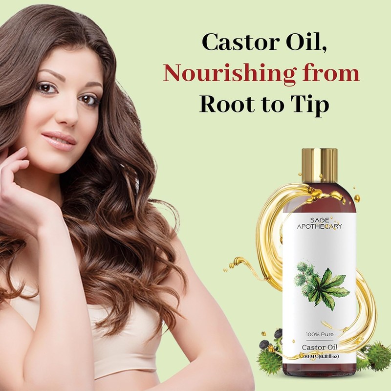 Generic Castor Oil for Improving Skin, Hair and Nails Health