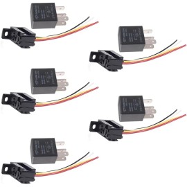 ESUPPORT Car Heavy Duty Relay Switch 12V 30A SPST 4Pin Wire Socket Plug Harness