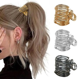 3Pcs Ponytail Clips, High Ponytail Holder, Medium Claw for Thick Hair. 1.4 Inch Metal Claw Clips with Shark Design for Thick Long Hair(Gold, Silver, Black).