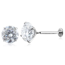 WIC Alloy Moissanite Earrings - WIC Titanium Alloy F136 Moissanite Diamond All-Purpose Ear Piercing Ear Studs 2ct