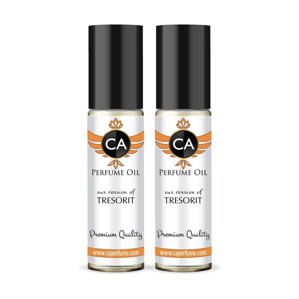 CA Perfume Impression of Tresorit For Women Replica Fragrance Body Oil Dupes Alcohol-Free Essential Aromatherapy Sample Travel Size Concentrated Long Lasting Attar Roll-On 0.3 Fl Oz-X2
