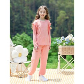 Yekaty Size 8 Girls Clothes Ruffled Sleeve Top and Legging Clothing Sets Back To School Outfits for Girls 8-9