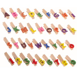 Byvood Wooden Clothespins with Colorful Letters and Numbers, Alphabet and Number Clips, Perfect for Decoration, Crafts, and Organizing