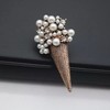 ZARD Ice-Cream Cone Pin Brooch in White Rhinestone and Beads