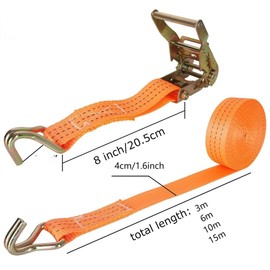 2-4 Pack 1.6 inches Wide 10-49.5 feet Long Ratchet Strap Tie Down 5000LB J Hook (4, 49.5ft)