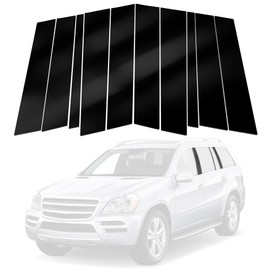 BASIKER Car Door Pillar Posts Trim Compatible with 2008 to 2012 Mercedes GL Class Benz Black Glossy Window Molding, Strong Toughness PC Material