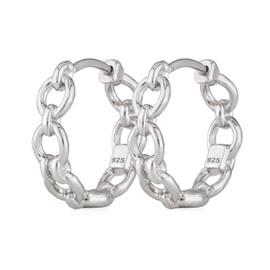 NKlaus Pair of Creole Earrings Diameter 30 mm or Diameter 20 mm Silver 925 Folding Hoop Earrings Women's Chain Hoop Earrings, Sterling Silver