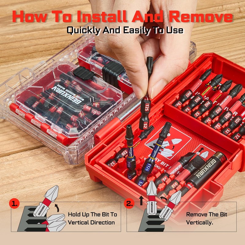 Geinxurn 74Pieces Impact Screwdriver Bits Set, Magnetic S2 Steel Phillips/Slotted/Square/Torx