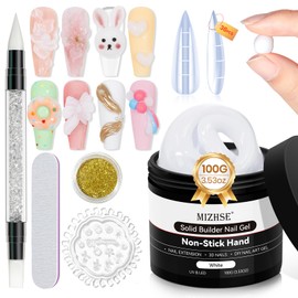 White Solid Builder Gel for Nails, Sculpting Gel Non-sticky Hand