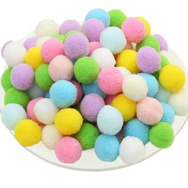 Pack of 100 Colourful Pompoms for Crafts, Colourful Pompoms, 30 mm/3 cm Pompom Balls, Pompoms for Crafts, Pompoms Balls for DIY Creative Craft Decorations, Colourful Pom Poms Pompoms (Colourful Light