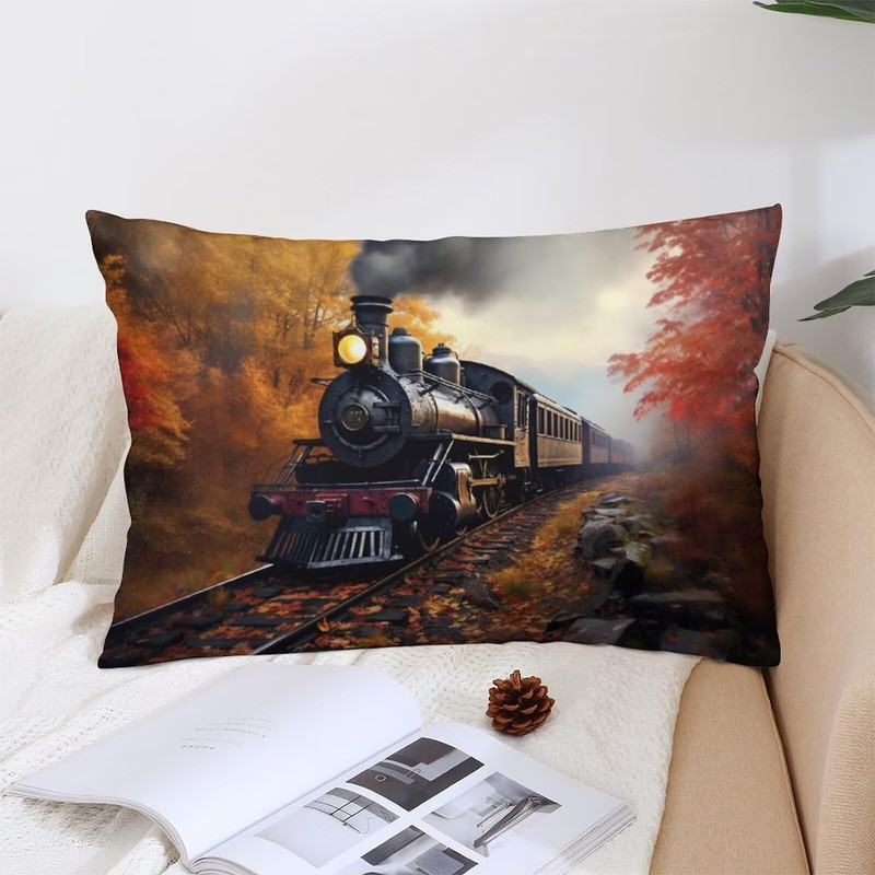 Retro Train Throw Pillow Cover Queen Size Cushion Case 20x30