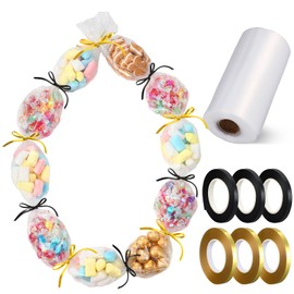 Fuutreo Graduation Candy Lei Making Kit 98 ft Candy Lei Poly Tubing with 6 Rolls 33 Feet Ribbon for DIY Graduation Packing Snacks Grad Party Supplies Gifts Craft(Clear,4.7 in)