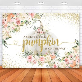 Avezano Pink Pumpkin Baby Shower Backdrop A Little Pumpkin is on The Way Fall Baby Shower Decorations Background Little Pumpkin Baby Shower Backdrops for Girls 7x5ft