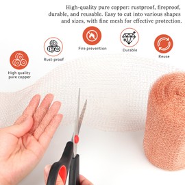 Copper Mesh Rodent Control, 5 in x 35 ft Proof Wire Screen Roll for Mice Rat Rodent, Bat & Snail, DIY Blocker Weep Hole Filler & Wool Mouse Trap