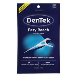 DenTek Complete Clean Floss Picks | 4X Clean: Removes Plaque & Food, Fights Bad Breath, and Whitens Teeth | 75 Picks