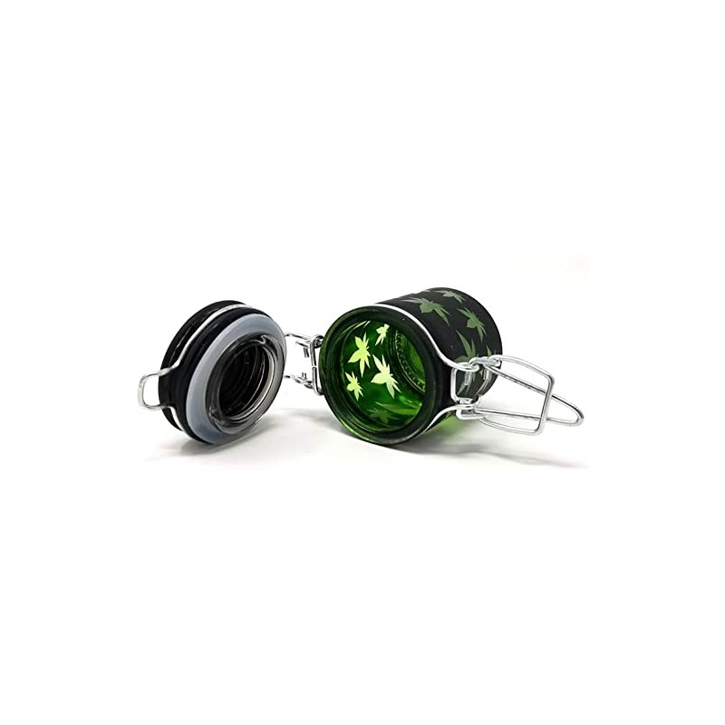 Airtight Glass Herb Mini Stash Jar with Clamping Lid in