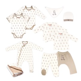 10 pcs Preemie & Newborn Layette Set GOTS Certified Organic Cotton Soft Gender Neutral Baby Boy Girl Unisex Clothing Infant Essentials Gift Set