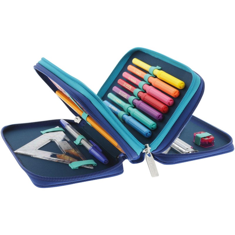 Herlitz TriCase 31-Piece Filled Case Dip Dye Blue/Turquoise, Dip Dye