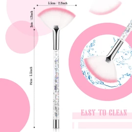 12 Piezas Brochas de Abanicos para Máscarilla Facial Cepillo de Abanico Facial con Mango de Arena Movediza Brillante Pinceles de Cara Suaves Aplicadores Herramientas Faciales con Bolsa (Plata)
