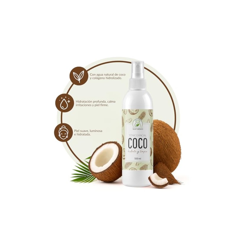 Tónico Facial Hidratante De Coco 500 Ml Productos Mart Mexico