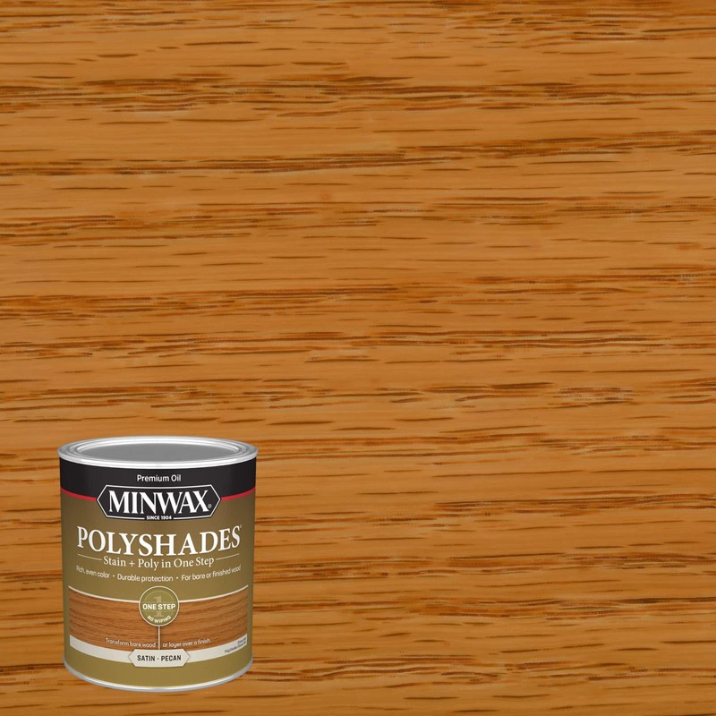 Minwax PolyShades Wood Stain + Polyurethane Finish – Quart, Pecan,