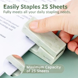 NUSIGN Mini Stapler with 830 Staples, Small Cute Desk Staplers, 25 Sheet Capacity, Fluid Green