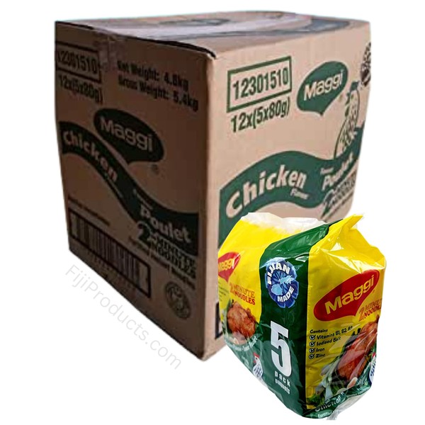 Maggi 2 Minute Noodles - Yummy CHICKEN Flavour Noodles (Case Pack of 12 x 5 x 80g) So Tasty... FijiProducts.com Wholesaller