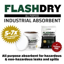FlashDry All Purpose Organic Industrial Absorbent - Oil Dry Absorbent, 50L Bag, Instantly Absorbs Liquid Spills, Safer and 5-7x More Absorbent Than Clay, Lightweight & Reusable, OSHA Compliant