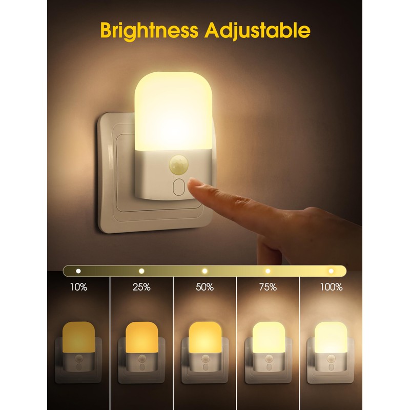 Emeritpro Night Light Socket with Motion Sensor, 5 Adjustable Brightness