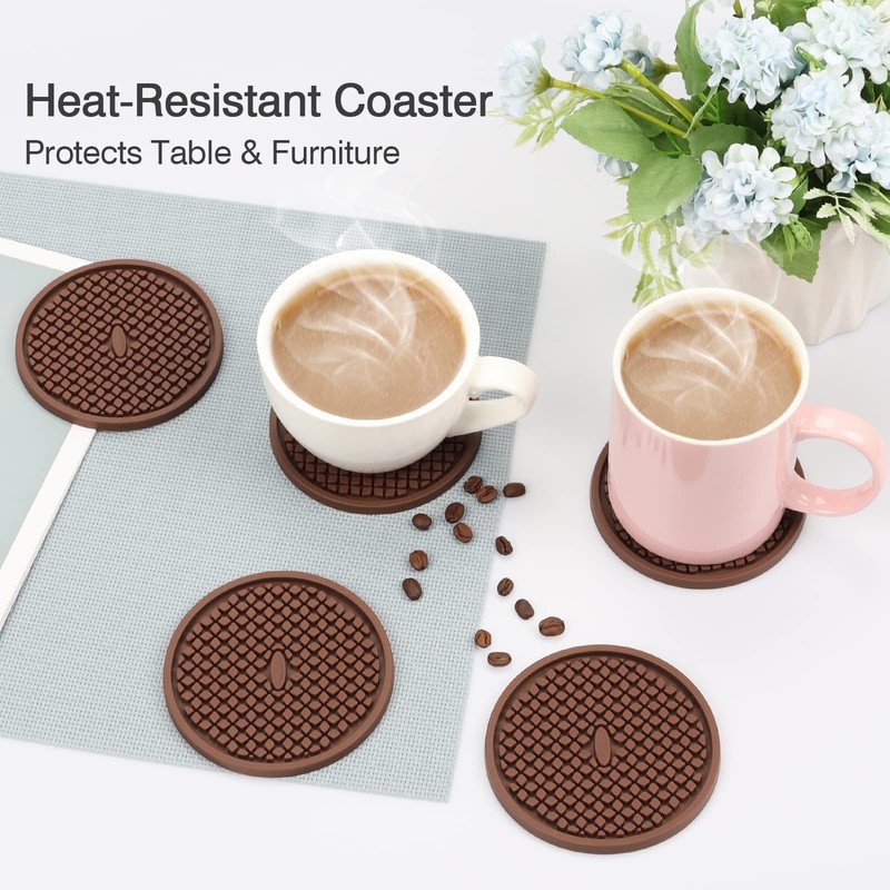 3 Pack Silicone Coasters for Drinks, Thickened Coasters with Deep