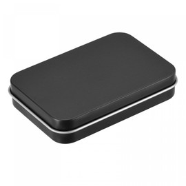 sourcing map Rustproof Metal Tin Container with Lids 3.43 x 2.36 x 0.71 Inches Black