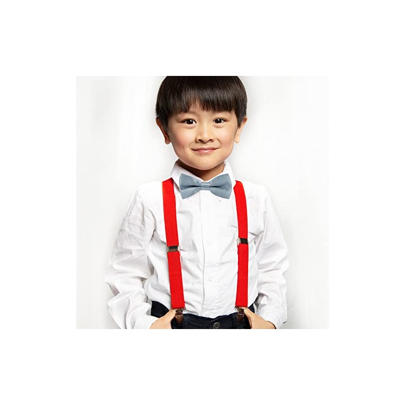 Axy Children Red Suspenders Y Shape with Fly 3 Clips