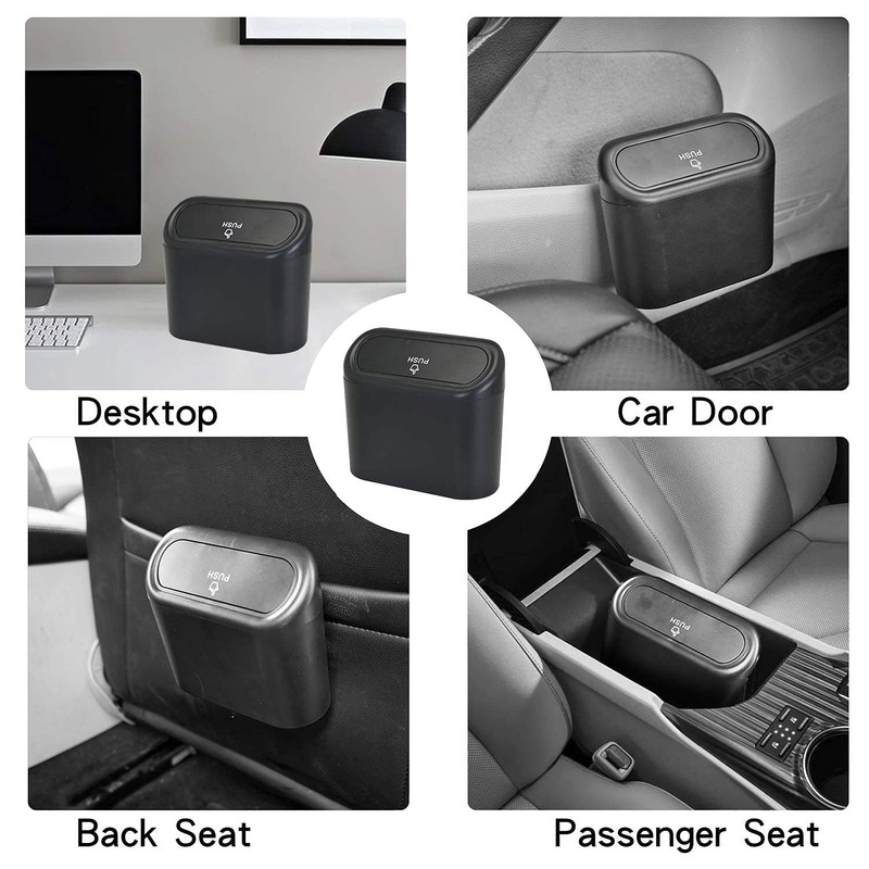 2-Pack Car Trash Can With Lid, Hanging Mini Vehicle Bin,