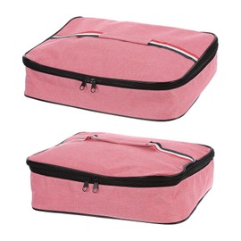 uxcell 2pcs Insulated Flat Lunch Bags, 2 Size Food Containers Bag Reusable and Portable Flat Bento Bags with Food Storage Bags for Work, Office or Picnic, Pink
