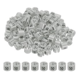 PATIKIL 100 Pcs Clothes Hanger Markers Number 50 Tags Fit 3mm Rod Garment Size Tag Hanger Clips Round Color Coding Label for Clothing Hangers, Gray