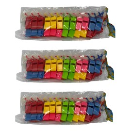 120 Silbatos Plástico con Collar Colores Surtidos para Fiesta y Evento